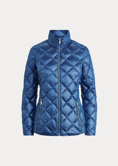 Chaquetas Ralph Lauren Mujer Azules - Quilted Mockneck - XDQWA7620